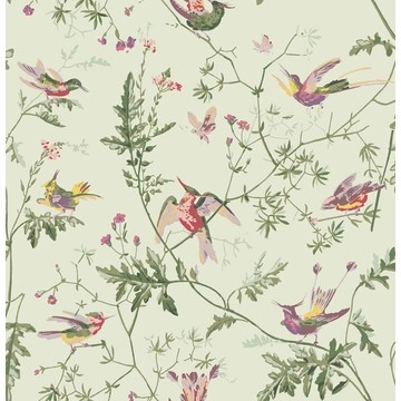 Hummingbirds 100/14070 - Multi, Old Olive &amp; Eau du Nil 