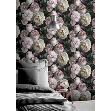 909900 Highgrove Floral Charcoal Bedroom
