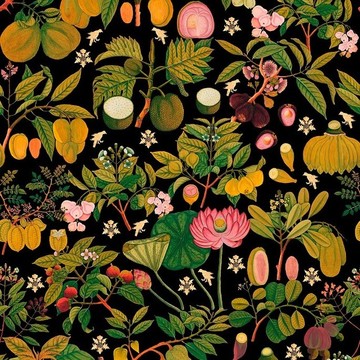 Asian Fruits and Flowers Anthracite WP20314