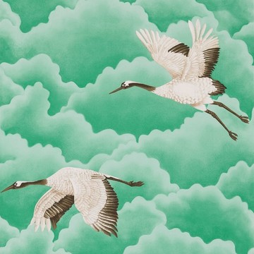 Cranes in Flight Emerald 111233